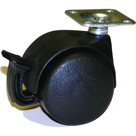 Roulette double galet noire diamètre 50mm pivotante platine à frein AVL 595080A (1/3)