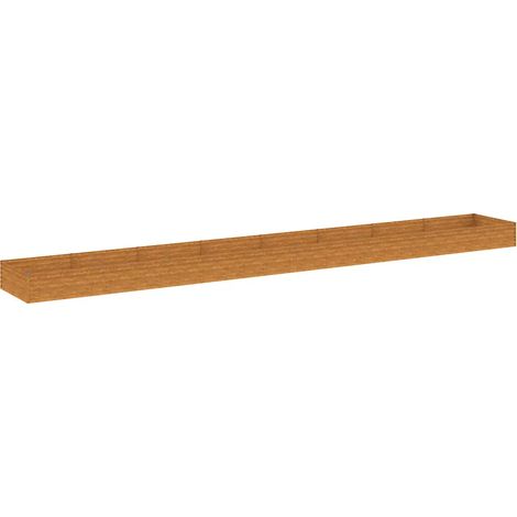 Lotto di 1 letto da giardino rialzato di grandi dimensioni decorativo 770 x 100 x 36 cm in acciaio corten arrugginito 020046138