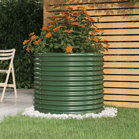 Jardinière - Balconnière à fleurs Acier enduit de poudre 80x80x68 cm Vert BV672949 - BonneVie (1/4)