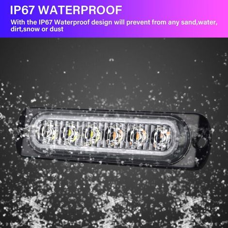 pezzi Barra luminosa stroboscopica a 6 LED, 12V 24V Lampeggiante Rotante Faro Luci di segnalazione lampeggianti per rimorchio della polizia, per auto camion fuoristrada ATV 4x4 Veicolo, Luce fendinebb (1/4)