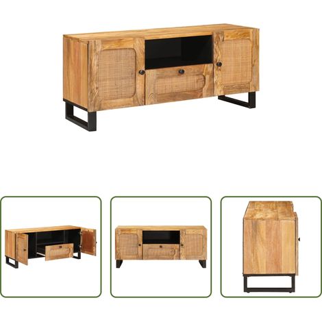 Rangement salon - Meuble TV Marron 105 x 33 x 46 cm Bois de mangue massif (1/5)