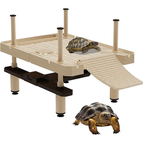 Plateforme Tortue - 1 Unité - Plastique - Îlot Flottant - Pour Aquarium Et Bassin - 53x29x22 Cm (1/5)
