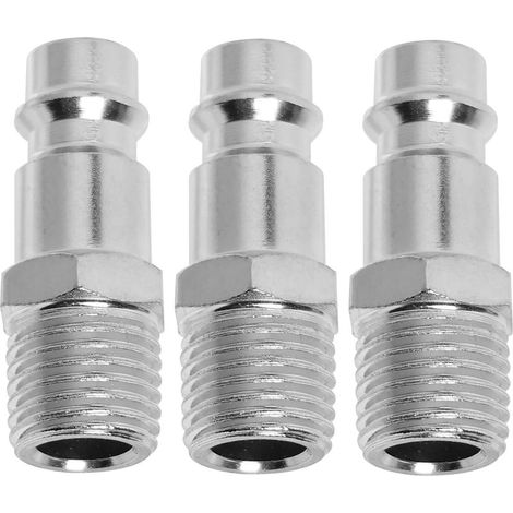 Raccord rapide mâle Euro 1/4 conique téfloné, Pièces Embout Compresseur, Raccords de compresseur d'air Coupleur pneumatique pour air comprimé et raccord tuyau compresseur, kit 3 pièces - (1/5)