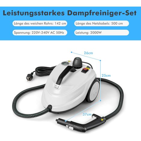 Limpiador a vapor portátil de 2000 W, juego de 15 accesorios
