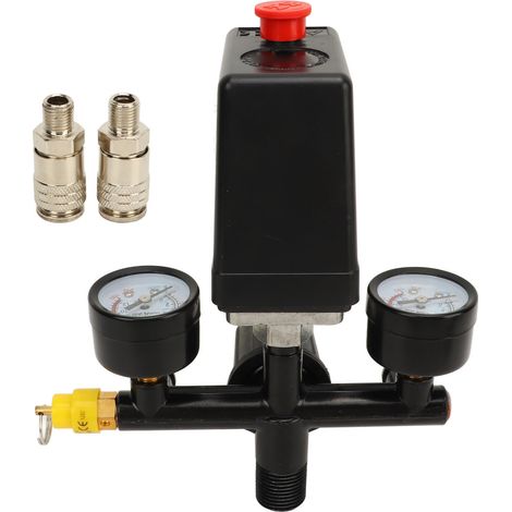 Kit interrupteur de pression pour compresseur d'air avec vanne de régulation et raccord rapide style allemand (1/5)