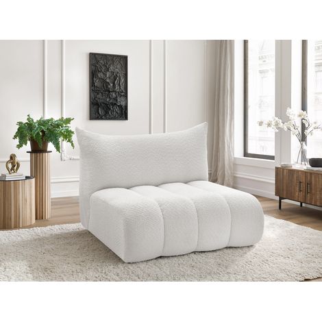BOBOCHIC - Chauffeuse 2 places sans accoudoir pour canapé modulable AZRA tissu bouclette   Blanc