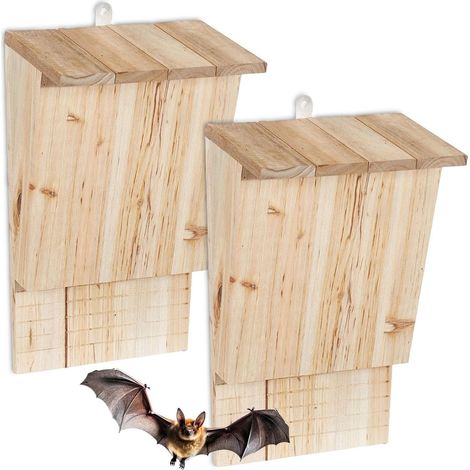 Cajas nido para murcielagos de madera paquete de 2 para la conservacion de la naturaleza (1/5)