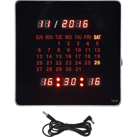 Orologio da Parete LED Digitale 20x20cm – Data e Temperatura Visibili, Memoria Blackout – Alluminio Nero Design Moderno – Ideale per Soggiorno e Ufficio (1/5)