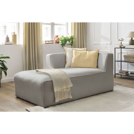 BOBOCHIC - Méridienne pour canapé modulable MEGEVE tissu bouclette Angle gauche Gris clair (1/5)
