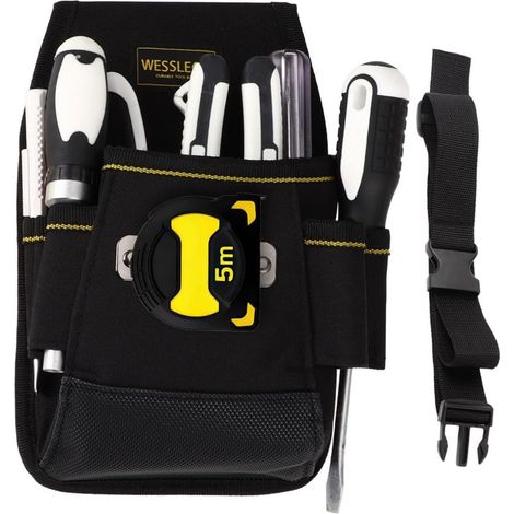 Sac à outils en tissu Oxford, porte-outils multipoches, sac à outils avec ceinture réglable, organisateur pour électricien, charpentier, menuisier et technicien (1/5)