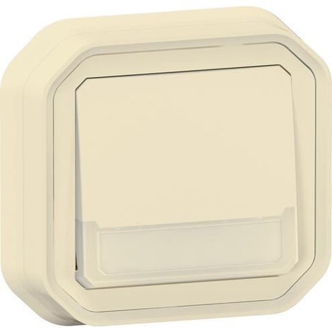 Legrand – Poussoir inverseur lumineux étanche IP55 – Voyant lumineux intégré – Montage encastré avec griffes – Porte-étiquette inclus