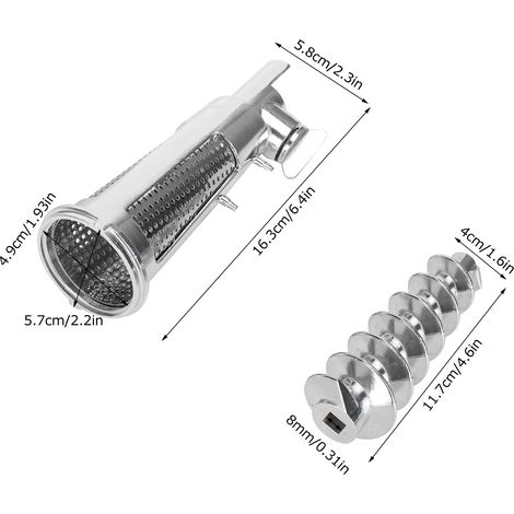 Ortviai Accessoires pour presse à tomates 5 – axe en alliage d’aluminium, manchon filtrant et baffle – compatible hachoir & mixeur (1/4)