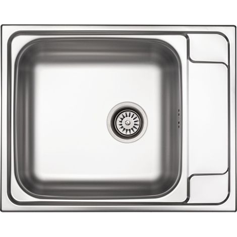 Einbauspülbecken Chrom eckig 63 cm Edelstahl mit Raumsparsiphon "Soul"