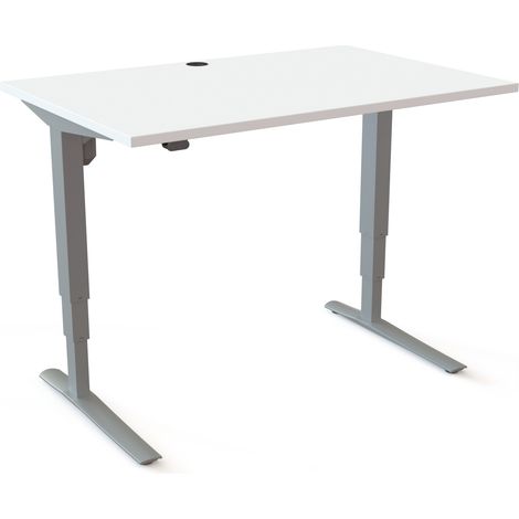 STIER Elektrisch höhenverstellbarer Schreibtisch 501-43 120 x 80cm Weiß melaminbeschichtet 65-125cm (1/3)