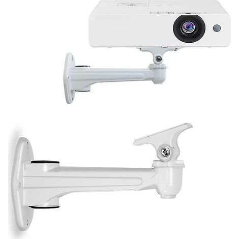 Support mural pour mini projecteur - Charge maximale : 3 kg - Longueur : 16-20 cm - Matériau : aluminium - Compatible avec caméras de surveillance, projecteurs et webcams - Rotation à 360° (blanc) (1/5)