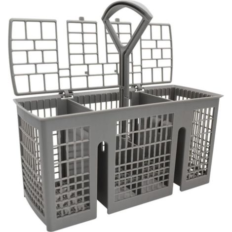 （220 x 115 x 90 mm,）Panier à couverts, pour lave vaisselle Siemens Bosch, gris, poignée ronde amovible, compartiment à couverts pour de nombreux lave