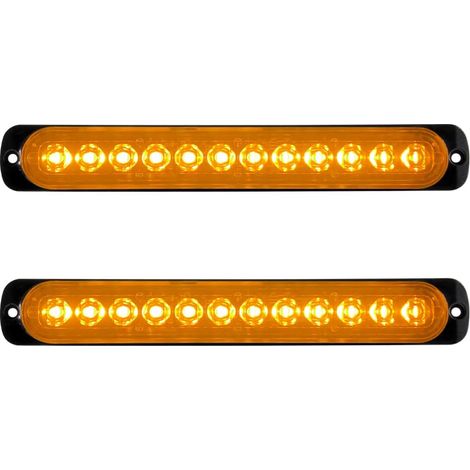 2 x LED Feux Stroboscopique 12smd 12-24v LED D'urgence Danger Lumière led Stroboscope pour construction camion voiture véhicule 12W-Ambre (1/5)