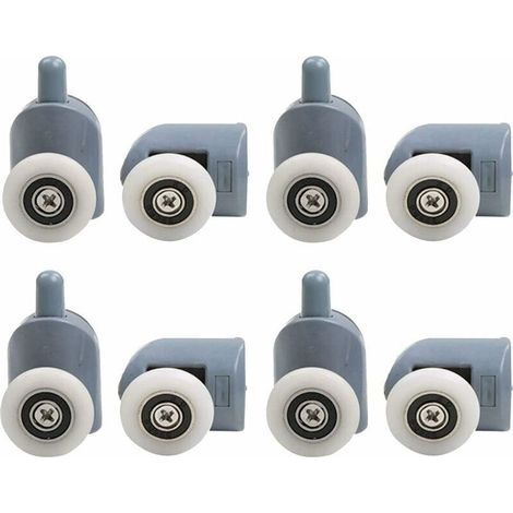 Ruote per porta doccia, ruota scorrevole per porta doccia, rulli semplici per porta doccia, set completo con 4 rulli superiori e 4 inferiori per cabina doccia da bagno (1/4)