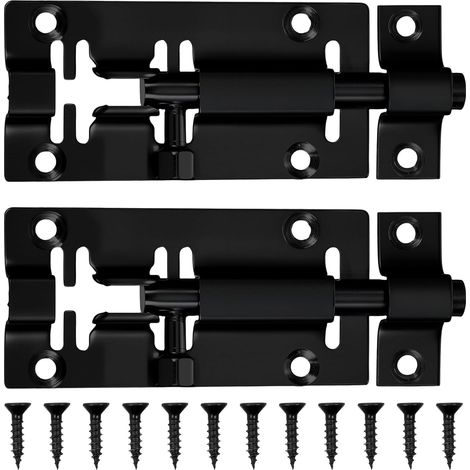 Set mit 2 Zylinderschlössern, Schiebeschlössern, robusten Schiebetürschlössern mit 12 Schrauben (schwarz)