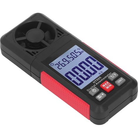 Digitales Anemometer mit 5 Flügeln, geringem Widerstand, schneller und präziser Messung von Luftstrom und Windgeschwindigkeit mit Hintergrundbeleuchtung (1/5)