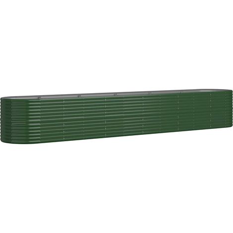 Vaso per fioriera aiuola rialzata piante fiori terrazza giardino giardino acciaio verniciato a polvere 440 x 80 x 68 cm verde 020039655
