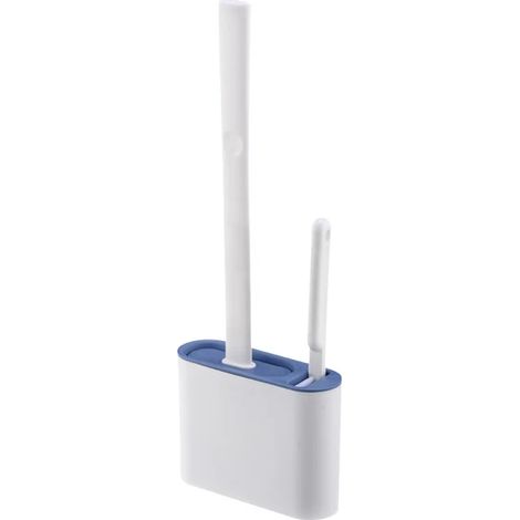 Escobilla de inodoro de silicona TPR y portaescobillas para inodoro con juego de portaescobillas de pared, cerdas de silicona para uso en suelo 03 (1/4)