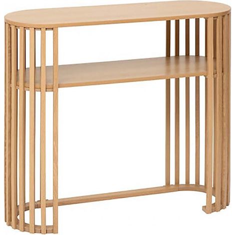 Table console décorative à lignes arrondies, coloris beige - Longueur 100 x Profondeur 35 x Hauteur 85 cm (1/5)