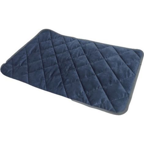 Coussin chauffant électrique pour animaux - 58 x 88 cm - Bleu foncé avec bordure grise, sécurité, lavable (1/5)