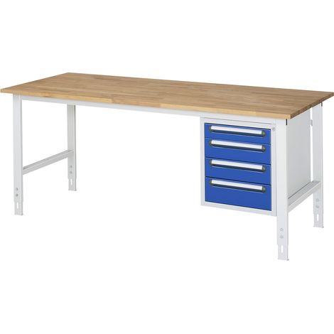 Rau Table de travail Tom réglable en hauteur KM07, L2000xP800xH760-1080mm, plateau B-25mm (1/3)