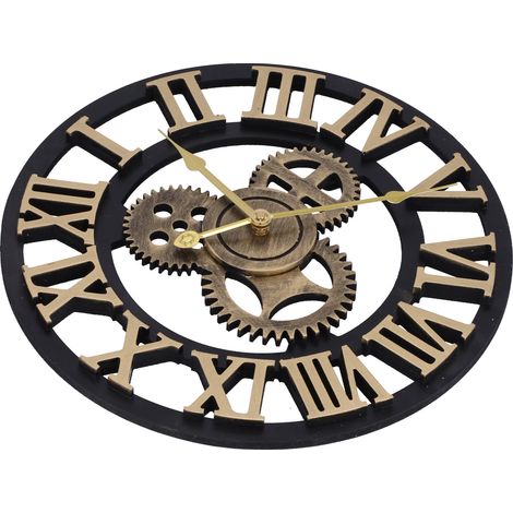 Horloge Rétro Style Industriel en Bois Durable Longue Durée Décor Salon Cadeau Anniversaire Mariage Fête (1/5)