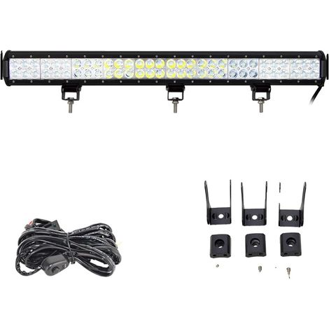 Barre lumineuse, lumière blanche 6000K, résistant aux intempéries, 28 pouces 180W Fil (1/2)