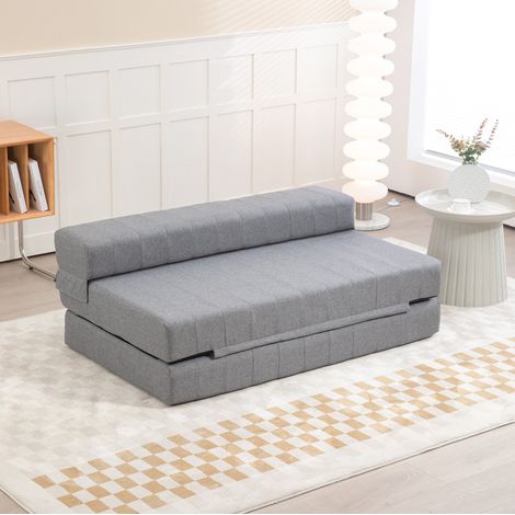 Sofá cama de suelo 2 plazas plegable de poliéster gris 138 x 80 x 50 cm HAVRYA (1/5)