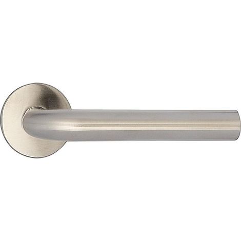 HERRAJES ALK roseta inox-art hera d53 forma &39&39l&39&39 , La Manilla con Roseta en acero inoxidable, modelo Hera. Tiene forma de L, con un diámetro de 53 mm en la (1/2)