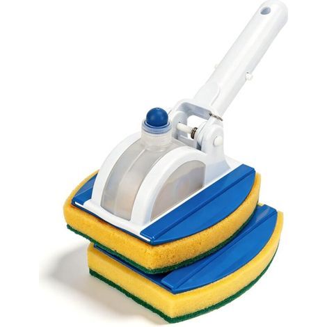25 cm Pool-Schwammbürste mit 135°-Drehgelenk, Reinigungsbürste mit Schwamm + Ersatzschwamm, Reinigungsmittelbehälter, 3,2 cm Griffanschluss, für Schwimmbäder, Whirlpools, Badewannen, Fliesen (1/5)