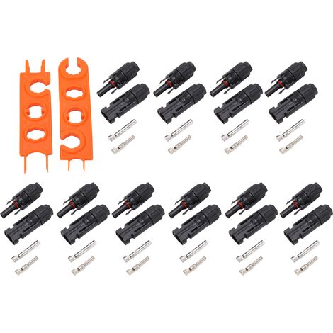 10 Paires Connecteurs Solaire MC4 1000V 30A IP67 avec Clé, Câble PV Mâle Femelle Lot de 10, Étanchéité Protection (1/5)