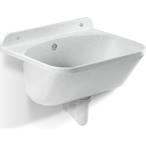 GOSPO Ausgussbecken mit Siphon, Waschbecken 46 x 36 x 20 cm, für Waschraum, Garage, Keller, Waschküc (1/5)