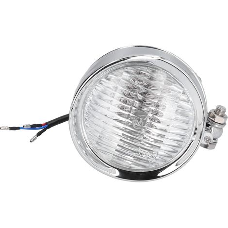 Phare de Moto, 12V 4in Rétro Phare de Moto Avant Lampe Haute Luminosité Chromé Universel (1/5)