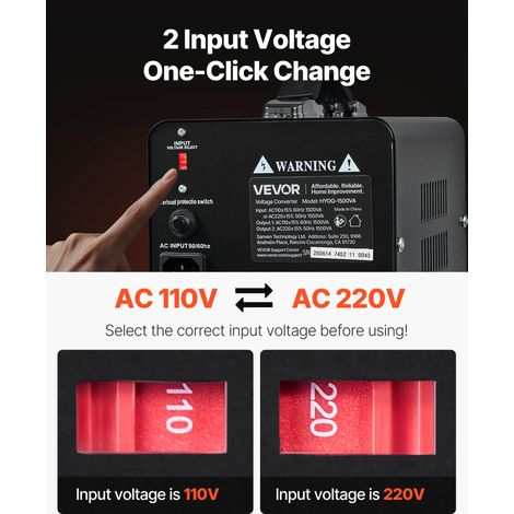 Transformateur 220 V à 110 V et 110 V à 220 V, Transformateur de Tension Élévateur et Abaisseur, 1500 VA, avec Prises Américaines,… (1/5)
