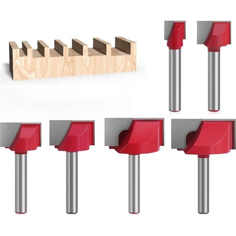Lot de 6 Fraise de nettoyage pour fond de rabotage, 6mm Tige Fraisage à Menuiserie Fraise à Bois Fin Double Tranchant Nettoyage du Fond de Bois Routeur Bits Dia de Coupe 10/16/20/22/30/32mm (1/5)