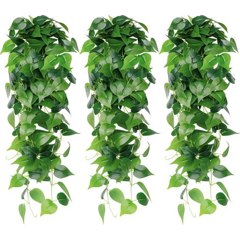 3 pièces de plantes suspendues artificielles, 90 cm de faux lierre suspendu feuilles vertes de Scindapsus pour la décoration (1/5)