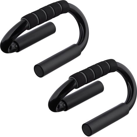 Set di 2 maniglie per flessioni Relaxdays, antiscivolo, nere. (1/5)