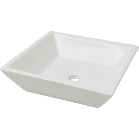 Lavabo quadrato in ceramica 41,5 cm lavabo da appoggio bagno bianco 020002531