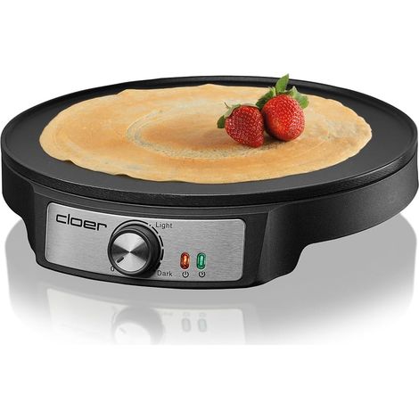 Cloer 6620 Crêpière, pour crêpes sucrées ou salées d'un diamètre de 29 cm, 1200 W, revêtement antiadhésif, avec épandeur de pâte et tourne-crêpes, noir (1/5)