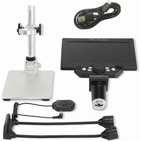 Digitales 7-Zoll-LCD-Mikroskop, 1200-facher Zoom, 12 MP hohe Auflösung für Löt- und Leiterplatteninspektion, stufenlose Vergrößerung. (1/5)