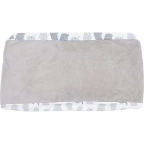 Housse de matelas à langer en peluche grise, imprimé éléphant, douce et amicale pour la peau, amovible, pour bébés et nourrissons, gris éléphant (1/5)
