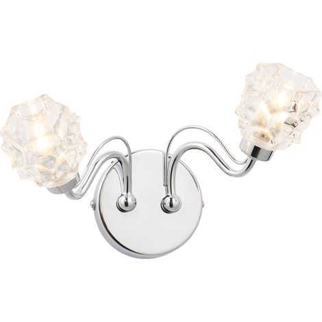 Litecraft Zia Wall Light Bathroom 2 Arm With Clear Shades - Polished Chrome (1/5)
