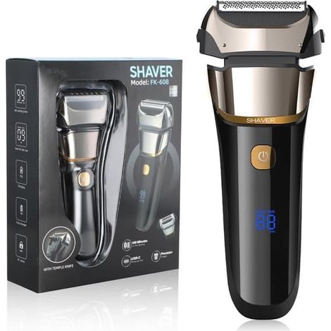 Rasoir électrique 2 en 1 pour hommes, avec écran LCD, tondeuse à barbe, rasoir électrique rechargeable pour hommes, utilisable sur peau sèche ou humide, étanche, rasage précis et doux (1/5)
