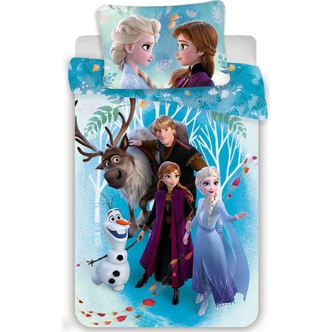 Juego de ropa de cama 140x200 Frozen 3372 Anna Elsa Olaf Krostoff Sven funda de almohada 70x90