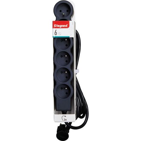 Mehrfachsteckdose Fb 6x2er-Steckdosen Standard 3m 1,5mm² Schwarz - Legrand