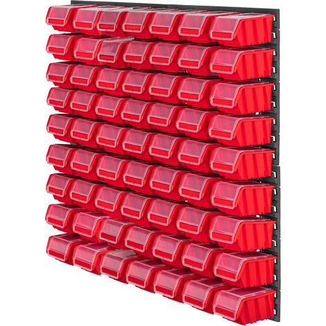 KADAX Werkstattwandregal, Werkstattregal für Garage, Rot, 63 Stück, 78x78 cm